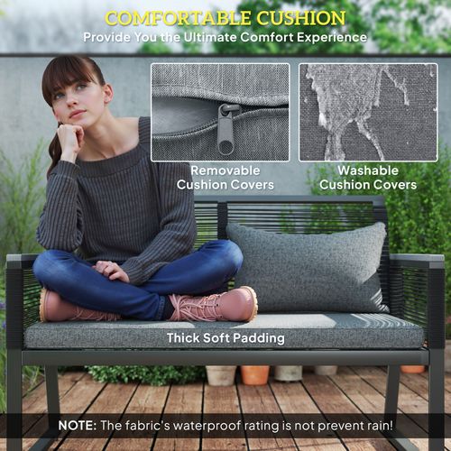 Outsunny 4 Pieces Rattan Garden Furniture Set for 4 Person, Charcoal Grey - SGP Garden Ltd