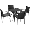 Outsunny 4 Seater Rattan Garden Dining Set - Black - SGP Garden Ltd