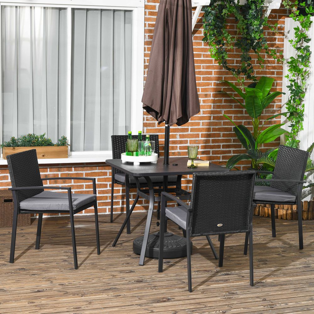 Outsunny 4 Seater Rattan Garden Dining Set - Black - SGP Garden Ltd