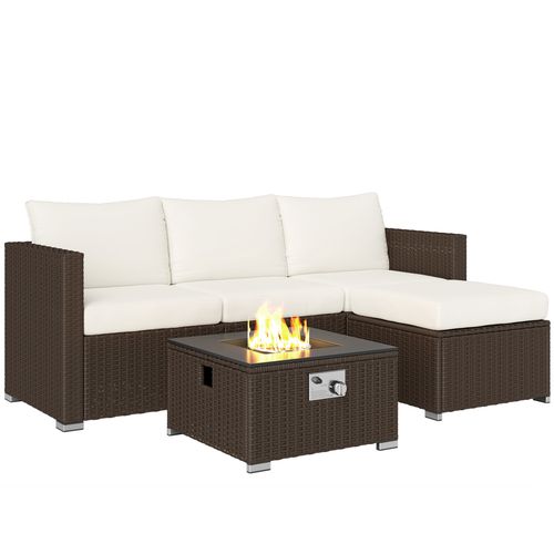 Outsunny 4 Seater Rattan Sofa Set with Footstool Thick Cushions - SGP Garden Ltd