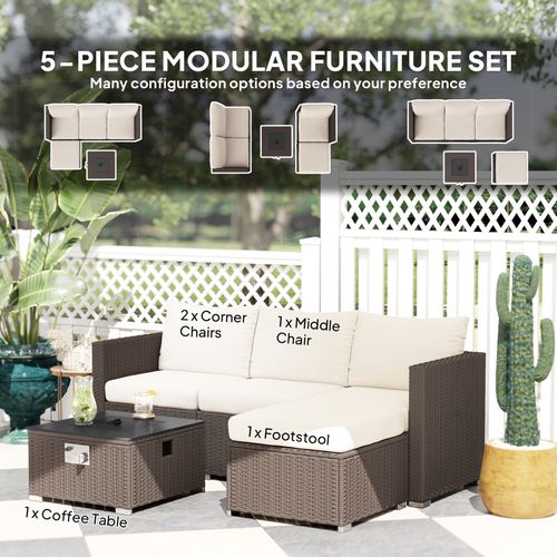 Outsunny 4 Seater Rattan Sofa Set with Footstool Thick Cushions - SGP Garden Ltd