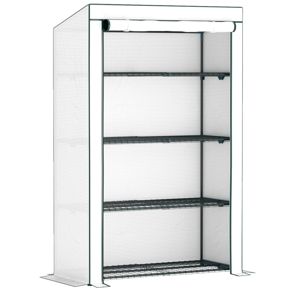 Outsunny 4 Tier Lean-to Mini Greenhouse with Reinforced PE Cover - SGP Garden Ltd