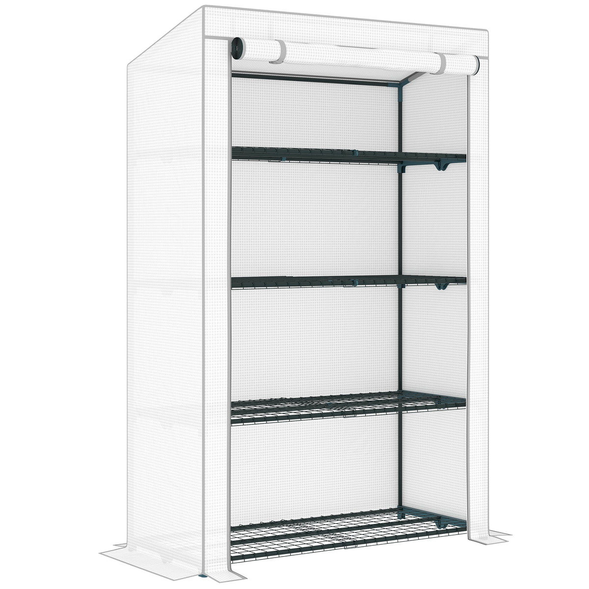 Outsunny 4 Tier Lean-to Mini Greenhouse with Reinforced PE Cover - SGP Garden Ltd