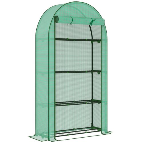 Outsunny 4 Tier Mini Greenhouse with Reinforced PE Cover, Green - SGP Garden Ltd