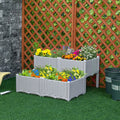 Outsunny 4-Tier Rattan Garden Planter - Brown & Grey, Raised Design, Durable Plastic, Easy Setup - SGP Garden Ltd