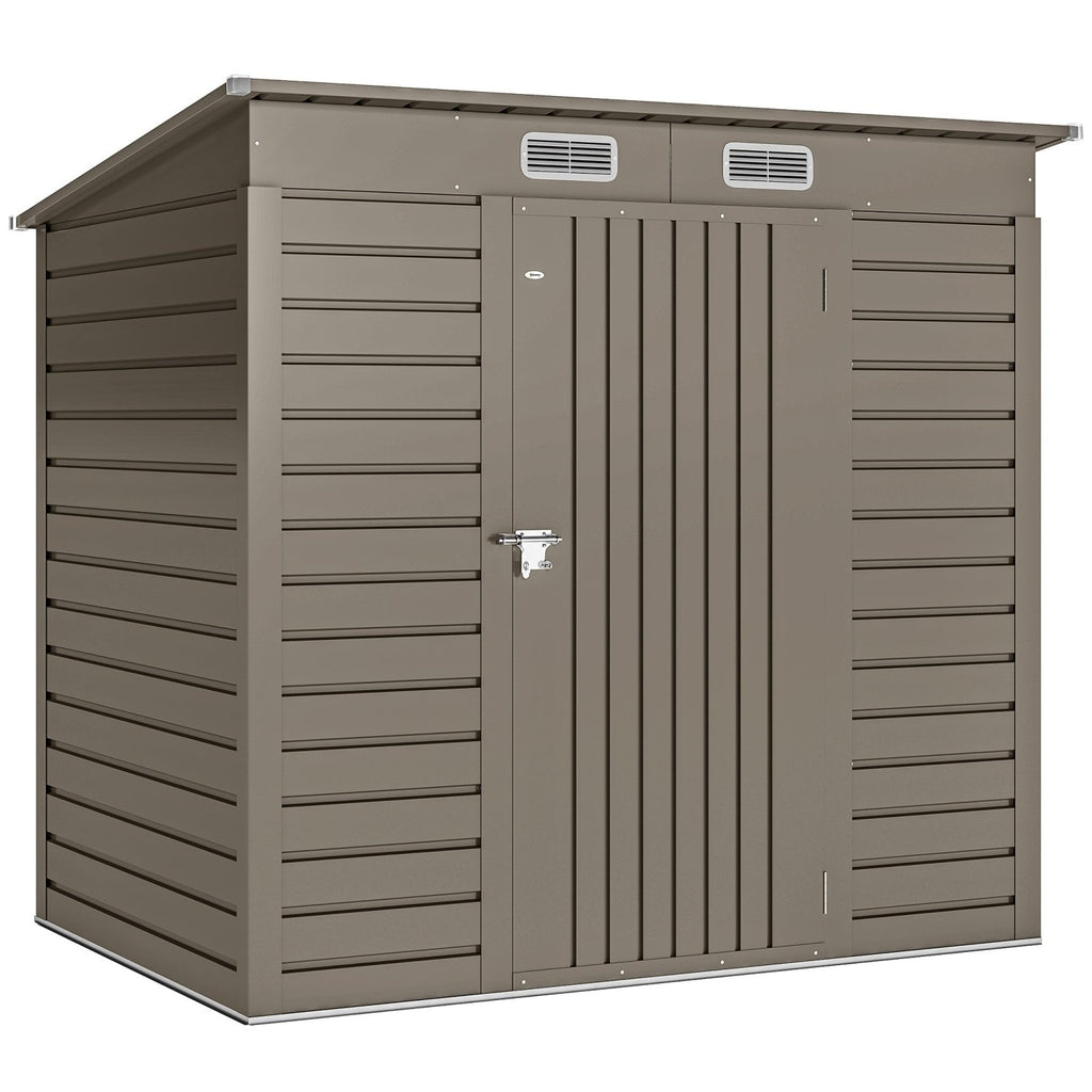 Outsunny 4 x 6ft Galvanised Metal Garden Shed, with Locking Door - Grey - SGP Garden Ltd