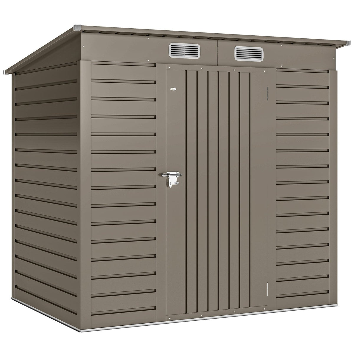 Outsunny 4 x 6ft Galvanised Metal Garden Shed, with Locking Door - Grey - SGP Garden Ltd