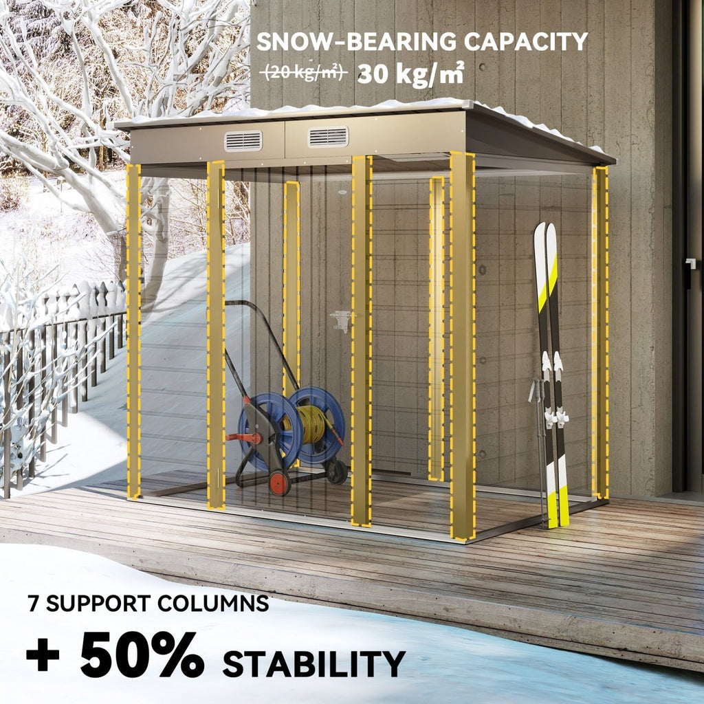 Outsunny 4 x 6ft Galvanised Metal Garden Shed, with Locking Door - Grey - SGP Garden Ltd