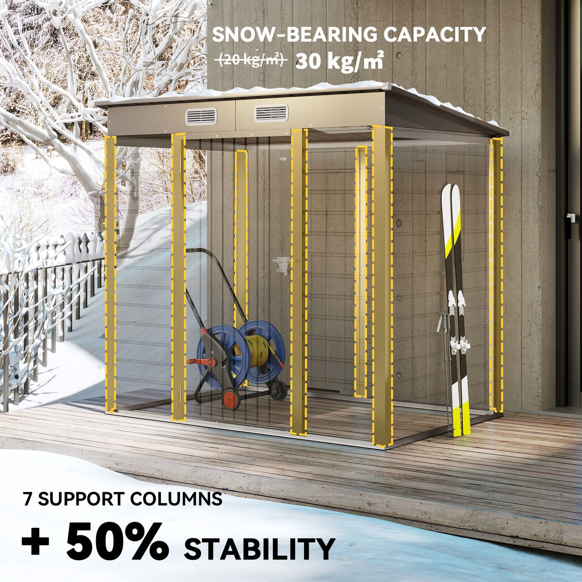 Outsunny 4 x 6ft Galvanised Metal Garden Shed, with Locking Door - Grey - SGP Garden Ltd