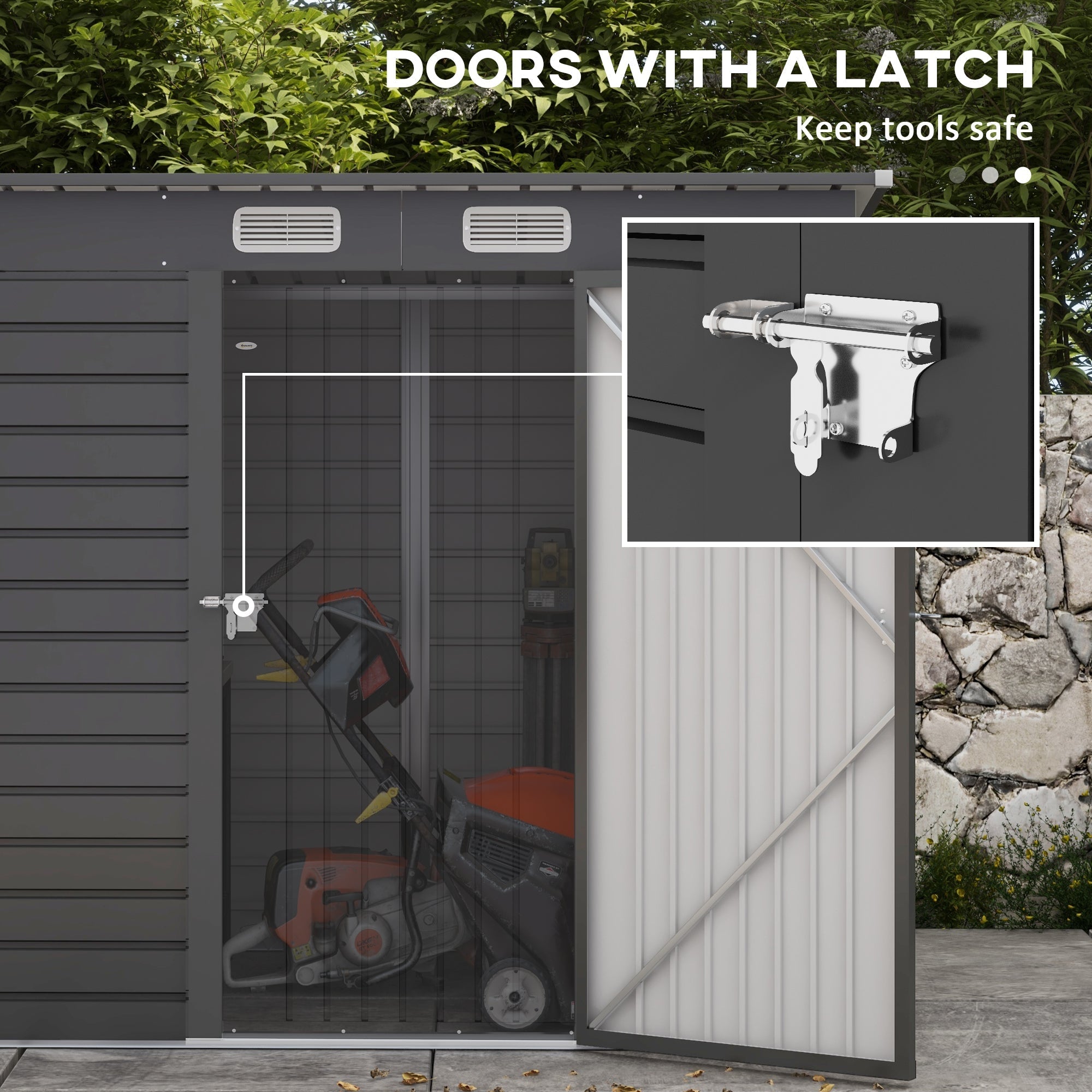 Outsunny 4 x 6ft Galvanised Metal Garden Shed, with Locking Door - Grey - SGP Garden Ltd