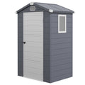 Outsunny 4.4ft x 3.3ft size Aluminium Frame and Plastic Wall Shed, with Foundation - Grey - SGP Garden Ltd