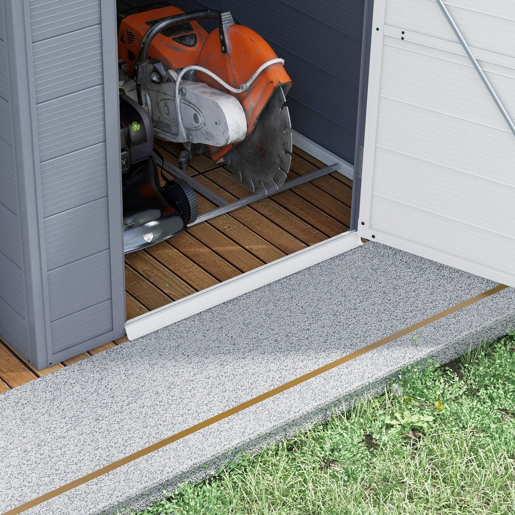 Outsunny 4.4ft x 6.2ft Aluminium Frame and Plastic Wall Shed, with Foundation - Grey - SGP Garden Ltd
