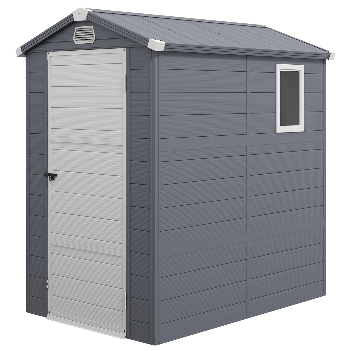 Outsunny 4.4ft x 6.2ft Aluminium Frame and Plastic Wall Shed, with Foundation - Grey - SGP Garden Ltd