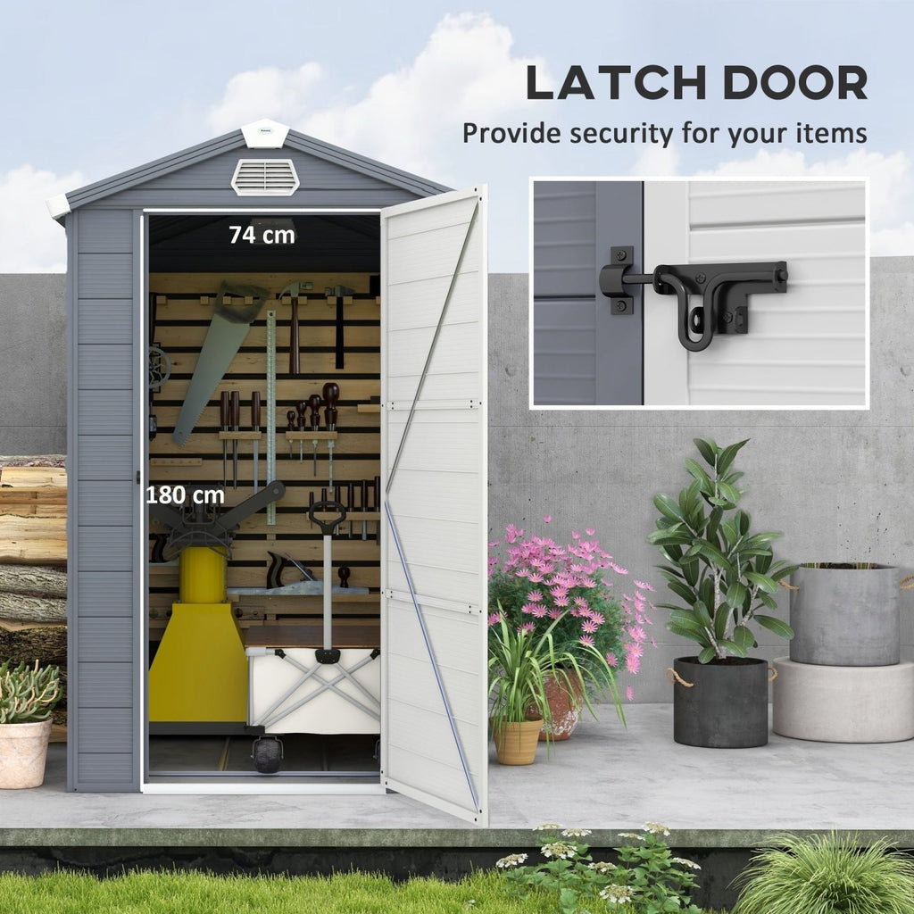 Outsunny 4.4ft x 6.2ft Aluminium Frame and Plastic Wall Shed, with Foundation - Grey - SGP Garden Ltd