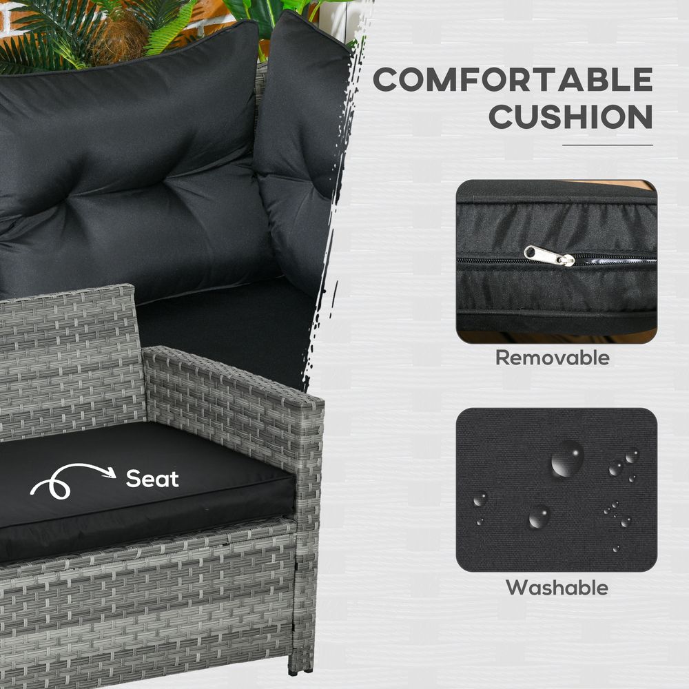 Outsunny 5 PCs Rattan Garden Furniture Set with Stools, Table, Cushion, Grey - SGP Garden Ltd