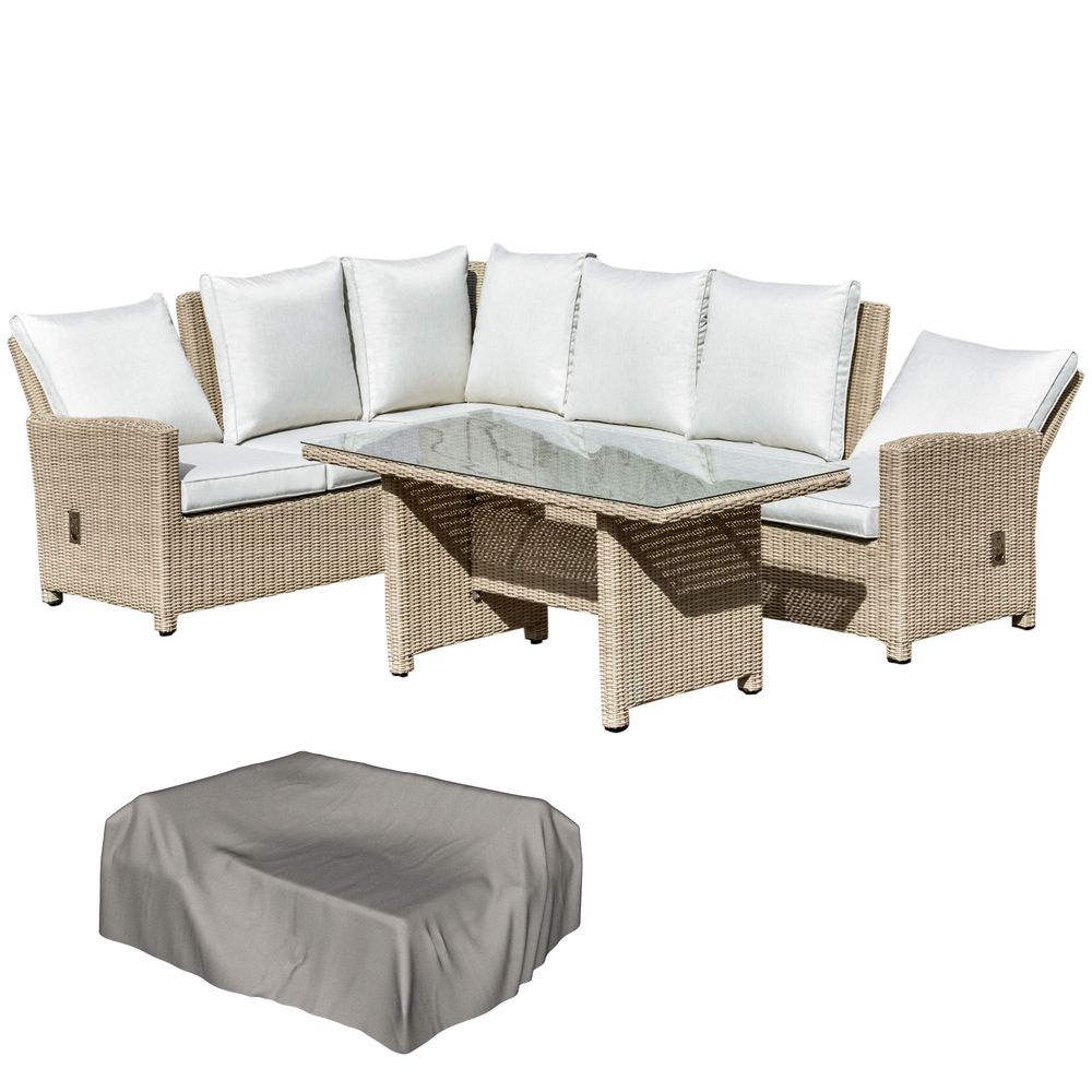 Outsunny 5 PCS Reclining PE Rattan Garden Dining Set Patio Outdoor Furniture - SGP Garden Ltd