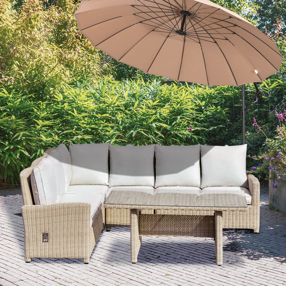 Outsunny 5 PCS Reclining PE Rattan Garden Dining Set Patio Outdoor Furniture - SGP Garden Ltd