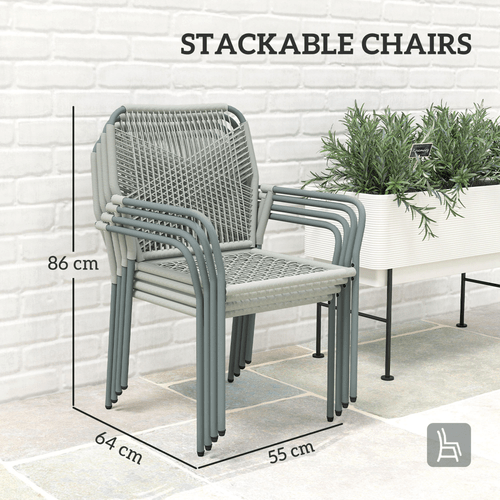 Outsunny 5 Piece PE Rattan Garden Dining Set with Cushions, Light Grey - SGP Garden Ltd