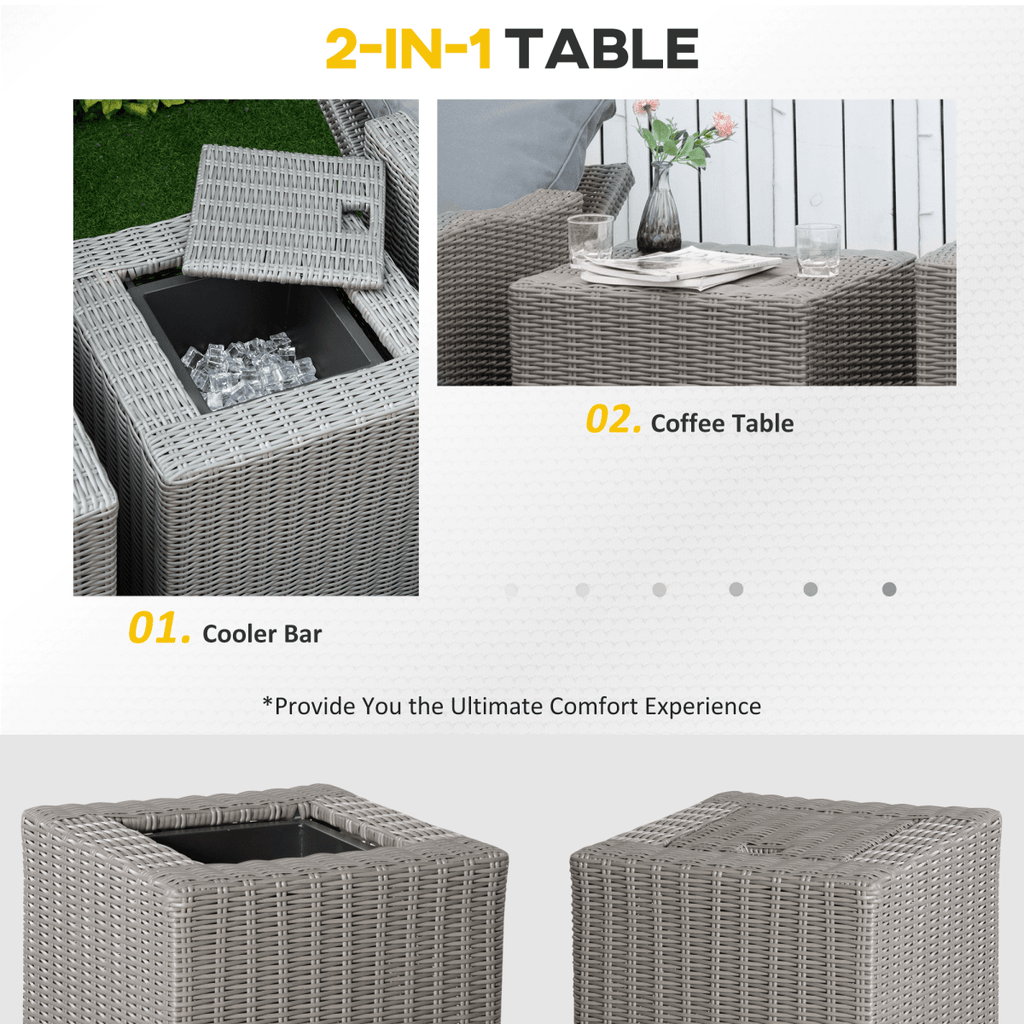 Outsunny 5 Pieces Outdoor PE Rattan Garden Furniture with Cushions, Patio Lounge Adjustable Backrest Chairs, - SGP Garden Ltd