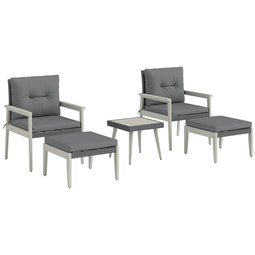 Outsunny 5 Pieces Rattan Patio set with Acacia Wood Top Coffee Table - SGP Garden Ltd