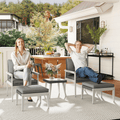 Outsunny 5 Pieces Rattan Patio set with Acacia Wood Top Coffee Table - SGP Garden Ltd