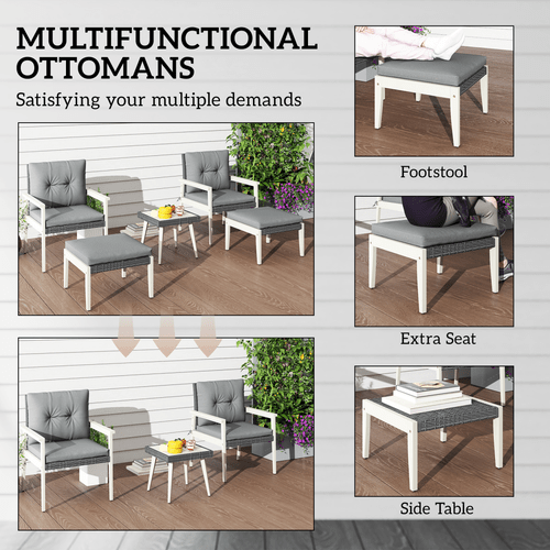 Outsunny 5 Pieces Rattan Patio set with Acacia Wood Top Coffee Table - SGP Garden Ltd