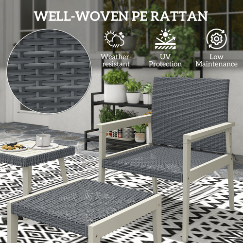 Outsunny 5 Pieces Rattan Patio set with Acacia Wood Top Coffee Table - SGP Garden Ltd