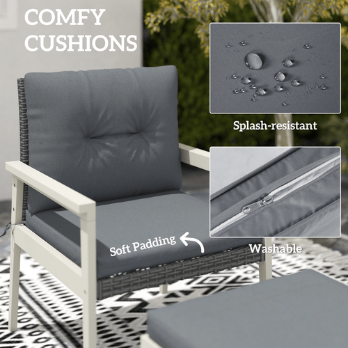 Outsunny 5 Pieces Rattan Patio set with Acacia Wood Top Coffee Table - SGP Garden Ltd