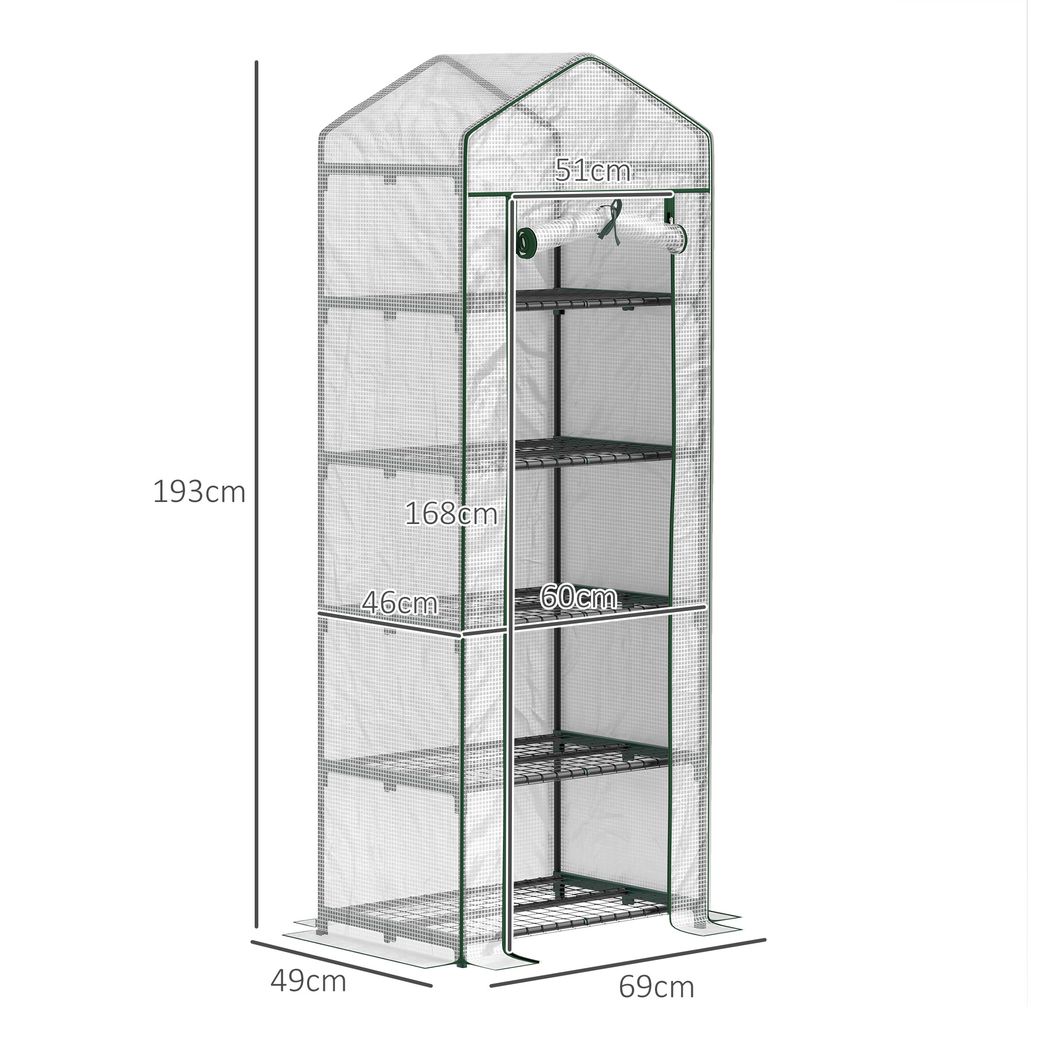 Outsunny 5 Tier Mini Greenhouse Grow House w/ Roll Up Door - SGP Garden Ltd