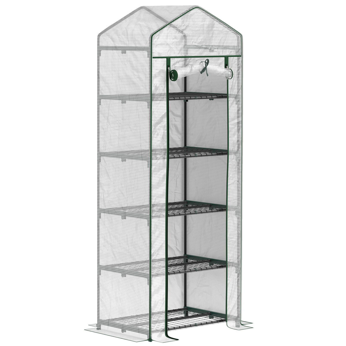 Outsunny 5 Tier Mini Greenhouse Grow House w/ Roll Up Door - SGP Garden Ltd