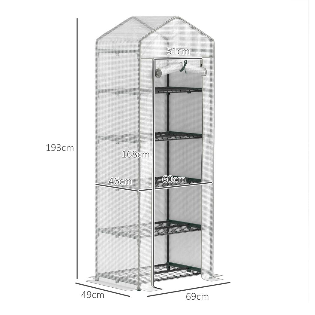 Outsunny 5 Tier Mini Greenhouse Grow House w/ Roll Up Door - SGP Garden Ltd