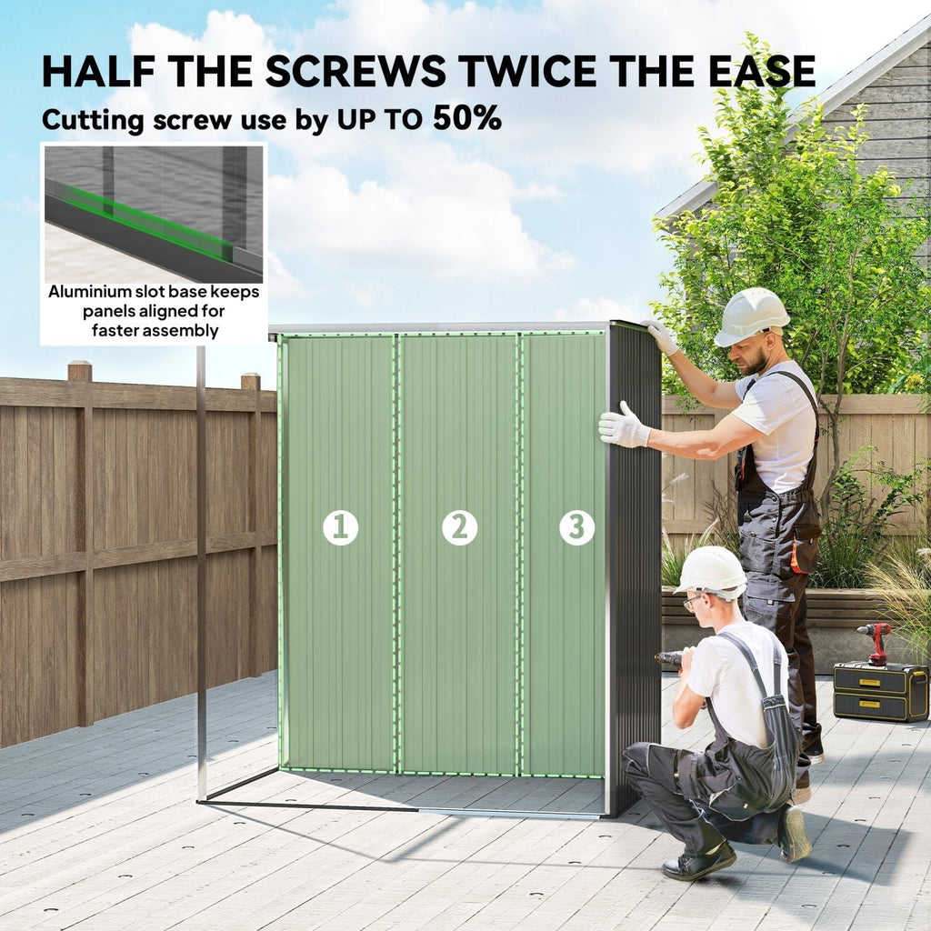 Outsunny 5 x 3.5ft Metal Garden Storage Shed with Effortless Assembly and 2 Pairs of Gloves, Waterproof Outdoor Shed, Dark Grey - SGP Garden Ltd