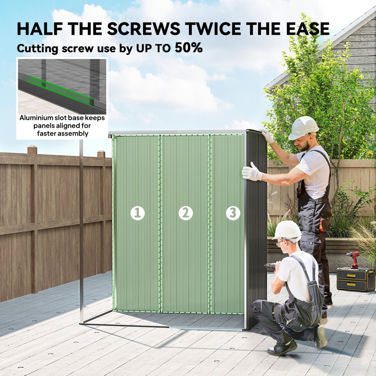 Outsunny 5 x 3.5ft Metal Garden Storage Shed with Effortless Assembly and 2 Pairs of Gloves, Waterproof Outdoor Shed, Dark Grey - SGP Garden Ltd