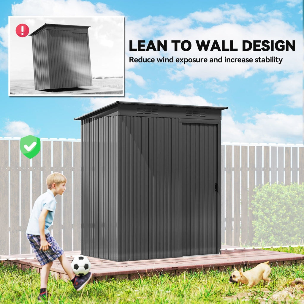 Outsunny 5 x 3.5ft Metal Garden Storage Shed with Effortless Assembly and 2 Pairs of Gloves, Waterproof Outdoor Shed, Dark Grey - SGP Garden Ltd