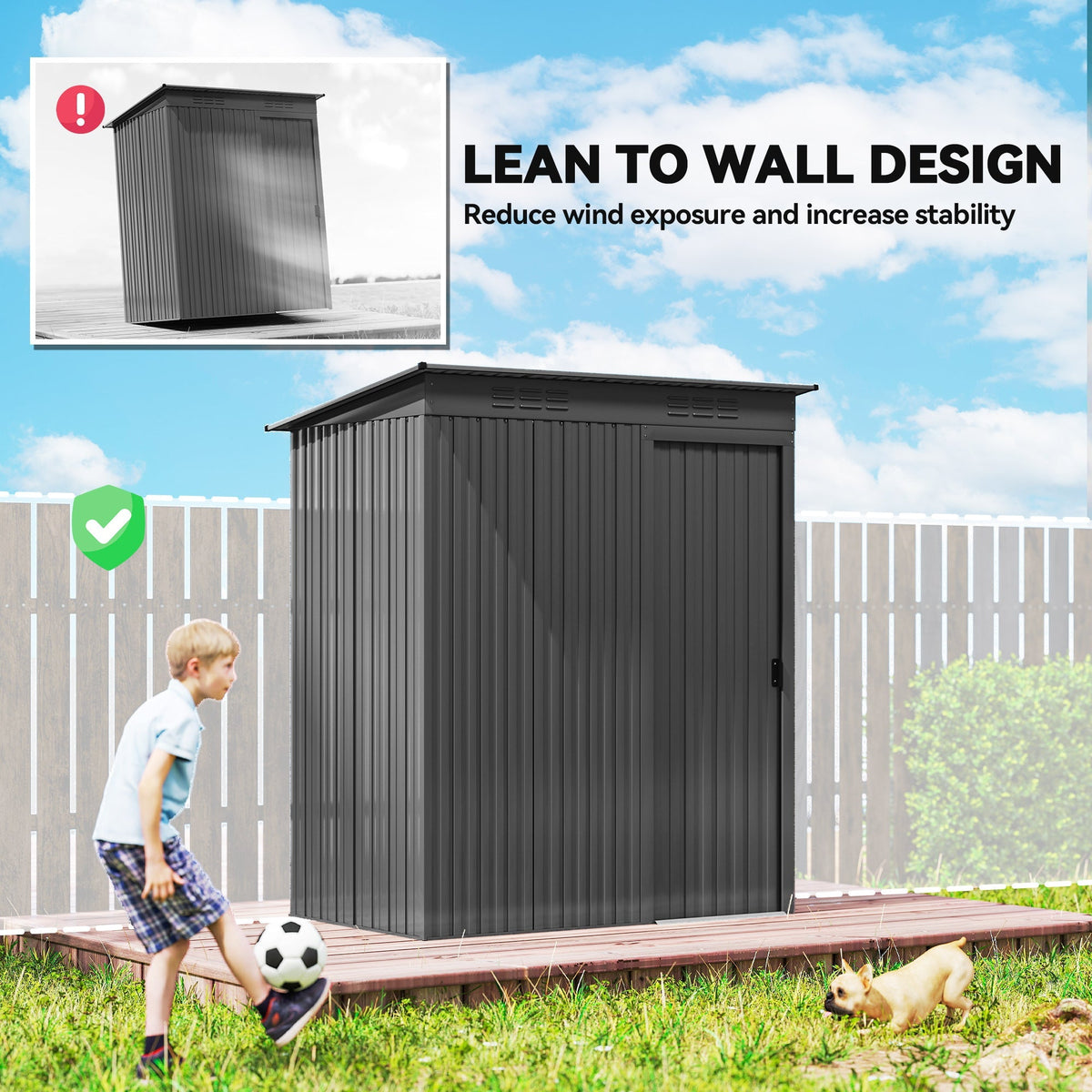 Outsunny 5 x 3.5ft Metal Garden Storage Shed with Effortless Assembly and 2 Pairs of Gloves, Waterproof Outdoor Shed, Dark Grey - SGP Garden Ltd