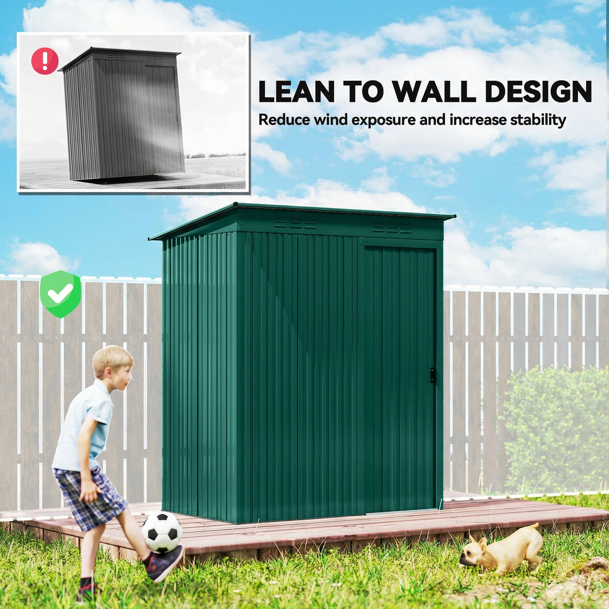 Outsunny 5 x 3.5ft Metal Garden Storage Shed with Effortless Assembly and 2 Pairs of Gloves, Waterproof Outdoor Shed, Green - SGP Garden Ltd