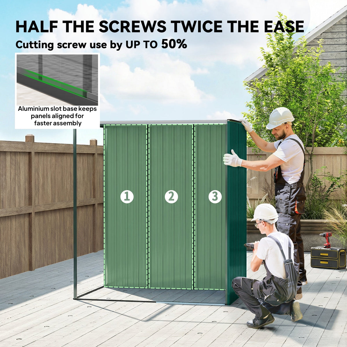 Outsunny 5 x 3.5ft Metal Garden Storage Shed with Effortless Assembly and 2 Pairs of Gloves, Waterproof Outdoor Shed, Green - SGP Garden Ltd