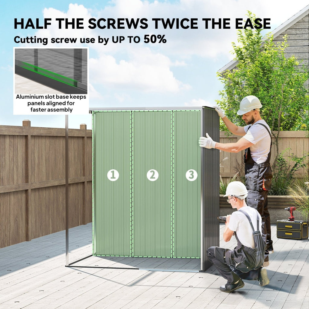 Outsunny 5 x 3.5ft Metal Garden Storage Shed with Effortless Assembly and 2 Pairs of Gloves, Waterproof Outdoor Shed, Light Grey - SGP Garden Ltd
