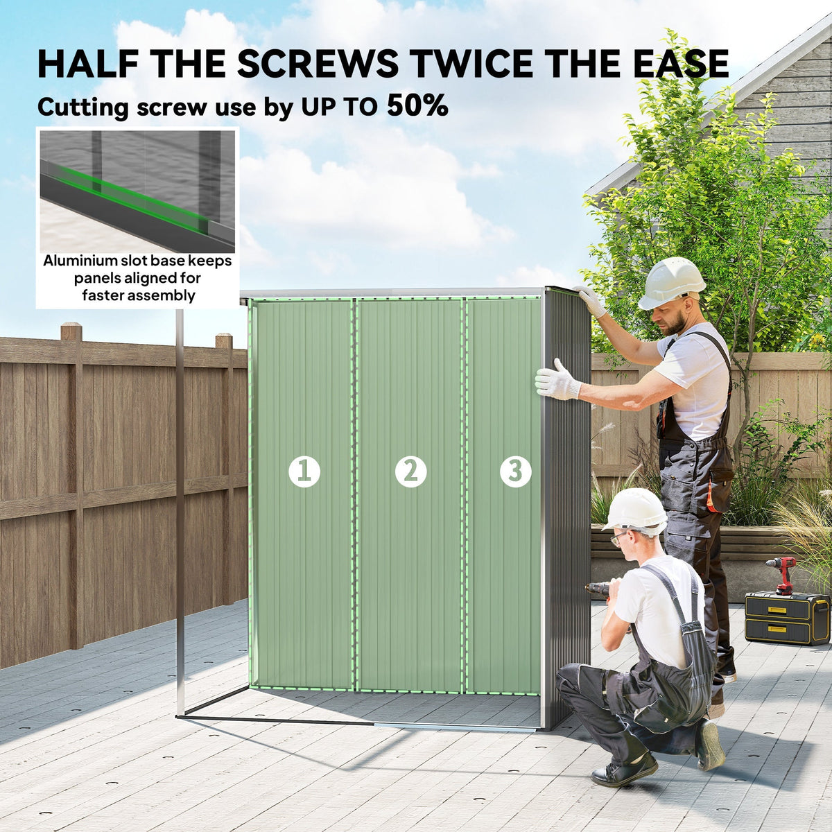 Outsunny 5 x 3.5ft Metal Garden Storage Shed with Effortless Assembly and 2 Pairs of Gloves, Waterproof Outdoor Shed, Light Grey - SGP Garden Ltd