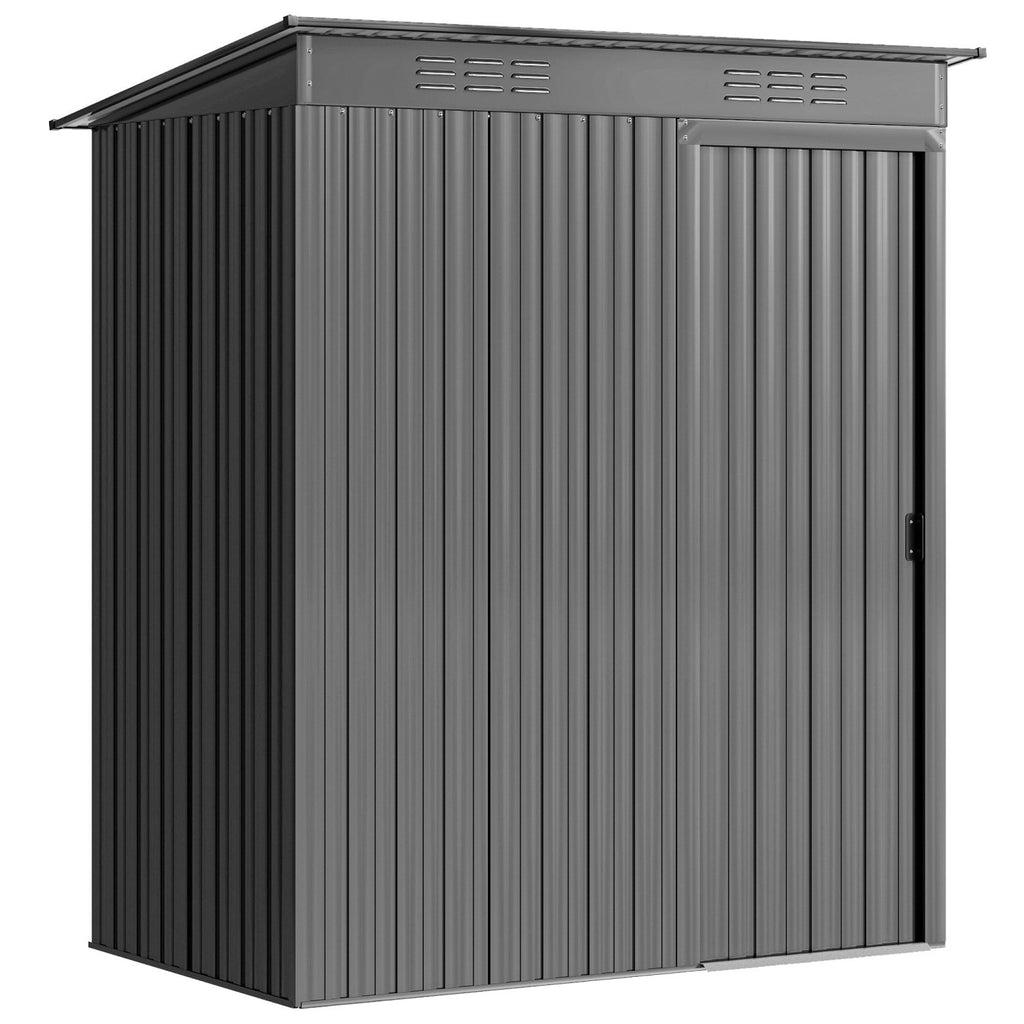 Outsunny 5 x 3.5ft Metal Garden Storage Shed with Effortless Assembly and 2 Pairs of Gloves, Waterproof Outdoor Shed, Light Grey - SGP Garden Ltd