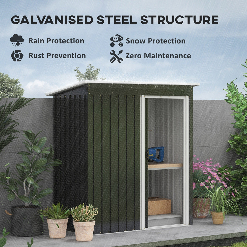 Outsunny 5 x 3ft Garden Storage Shed with Sliding Door and Sloped Roof Outdoor Equipment Tool, Black - SGP Garden Ltd
