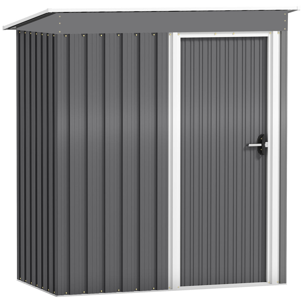Outsunny 5 x 3ft Garden Storage Shed with Sliding Door and Sloped Roof Outdoor Equipment Tool, Light Grey - SGP Garden Ltd