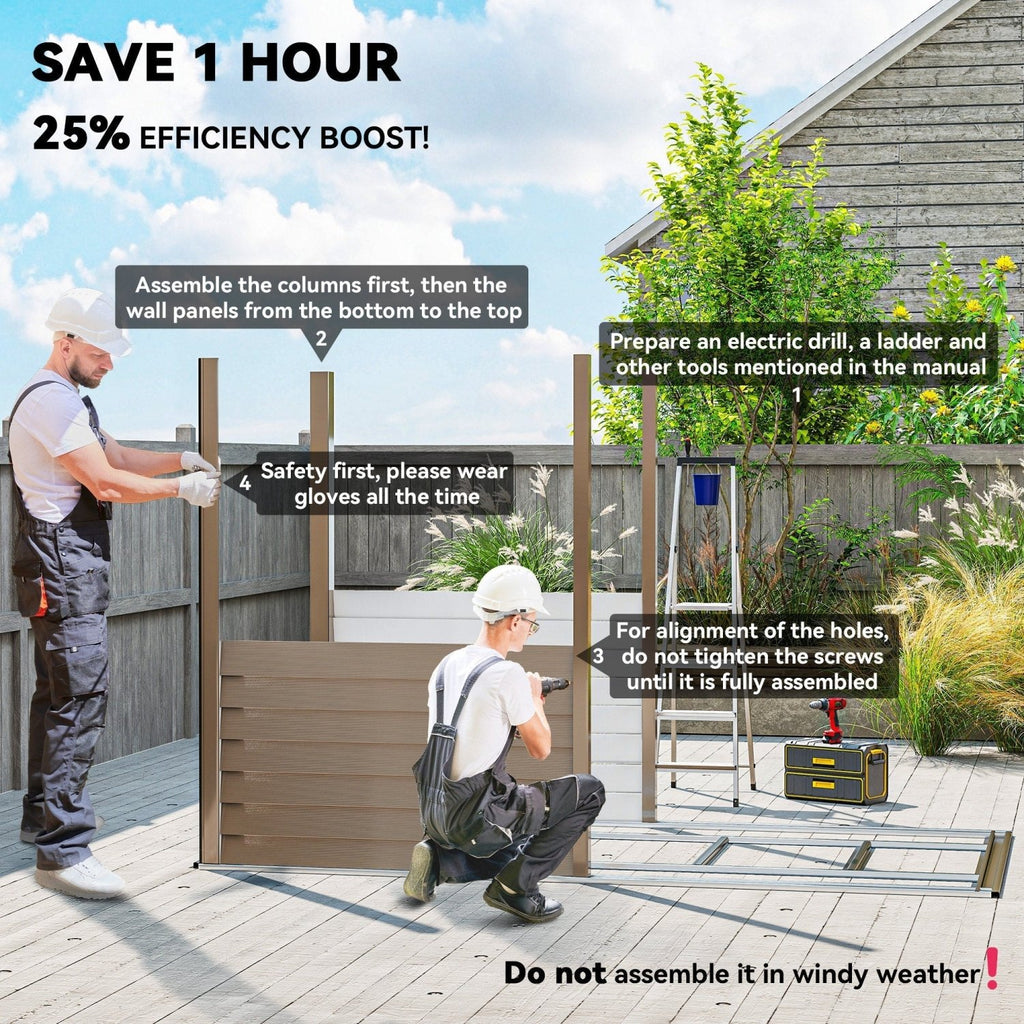 Outsunny 5 x 9ft Galvanised Metal Garden Shed with Foundation Kit, Outdoor Lean-to Shed, Tool Storage House with Lockable Doors, Gloves and 2 Air Vents for Patio, Garden, Brown - SGP Garden Ltd