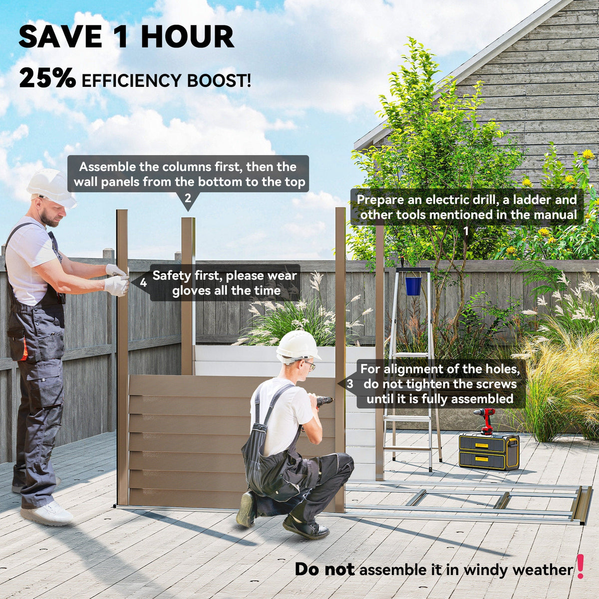 Outsunny 5 x 9ft Galvanised Metal Garden Shed with Foundation Kit, Outdoor Lean-to Shed, Tool Storage House with Lockable Doors, Gloves and 2 Air Vents for Patio, Garden, Brown - SGP Garden Ltd
