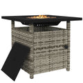 Outsunny 50,000 BTU Rattan Fire Pit Table - Grey, Garden Propane Pit - Electric Ignition, Adjustable Heat - SGP Garden Ltd