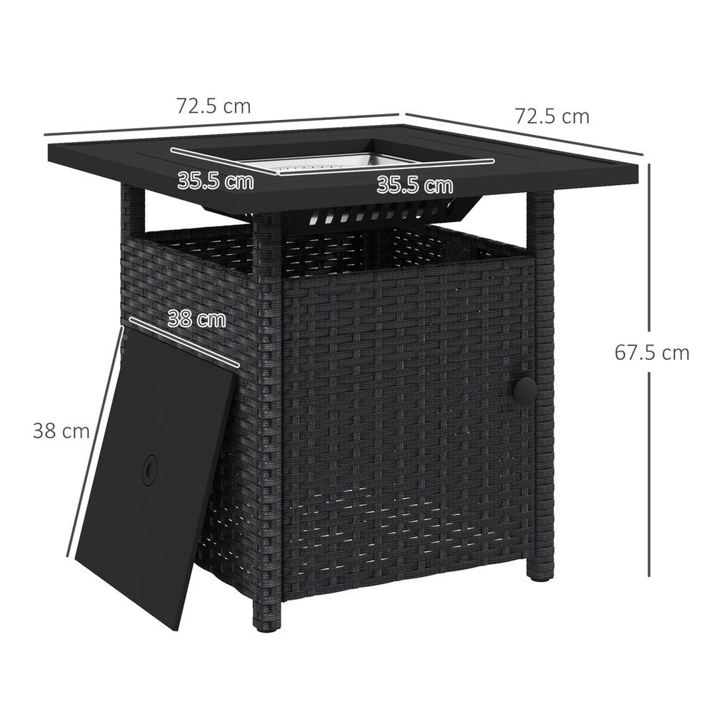 Outsunny 50,000 BTU Rattan Fire Pits for Garden, Propane Fire Pit Table, Black - SGP Garden Ltd