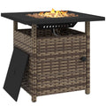Outsunny 50,000 BTU Rattan Fire Pits for Garden, Propane Fire Pit Table, Black - SGP Garden Ltd