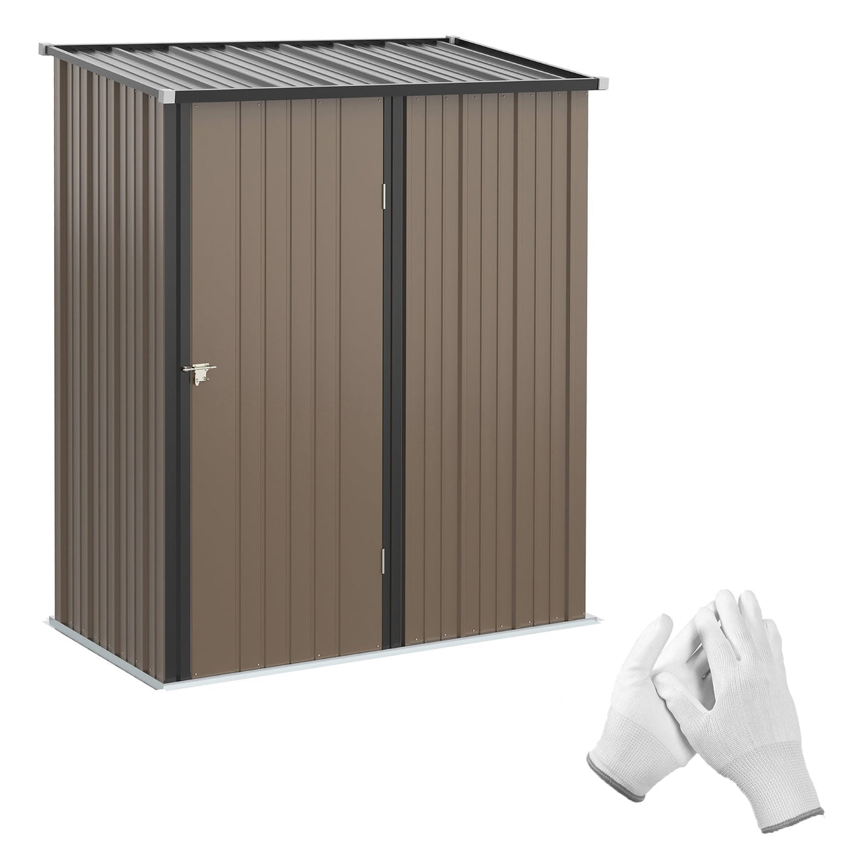 Outsunny 5.3 x 3.1ft Corrugated Steel Garden Shed - Brown - SGP Garden Ltd
