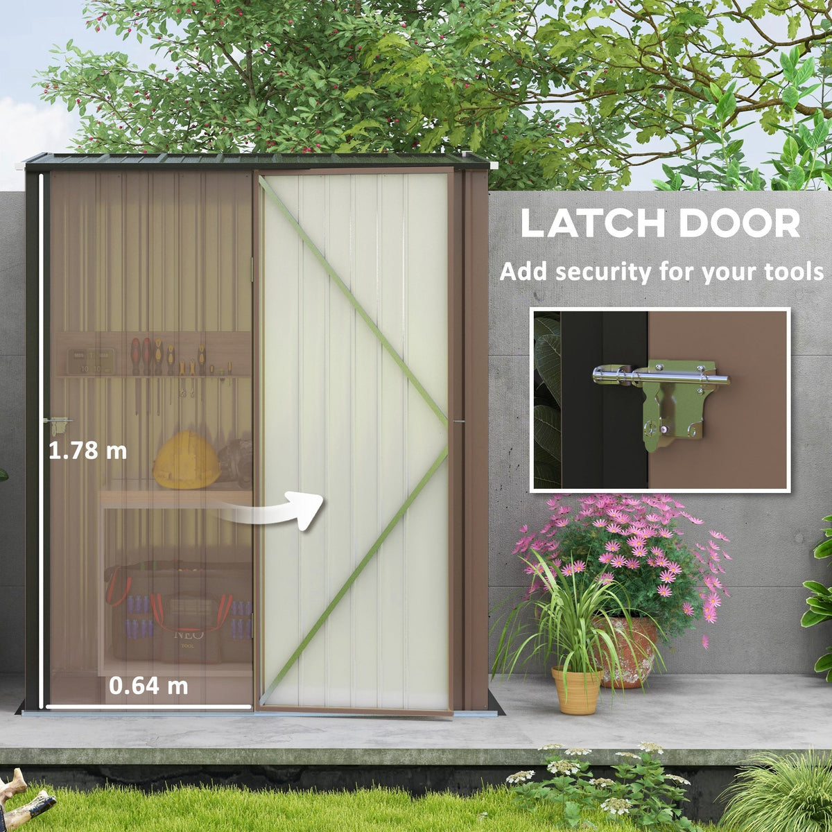 Outsunny 5.3 x 3.1ft Corrugated Steel Garden Shed - Brown - SGP Garden Ltd