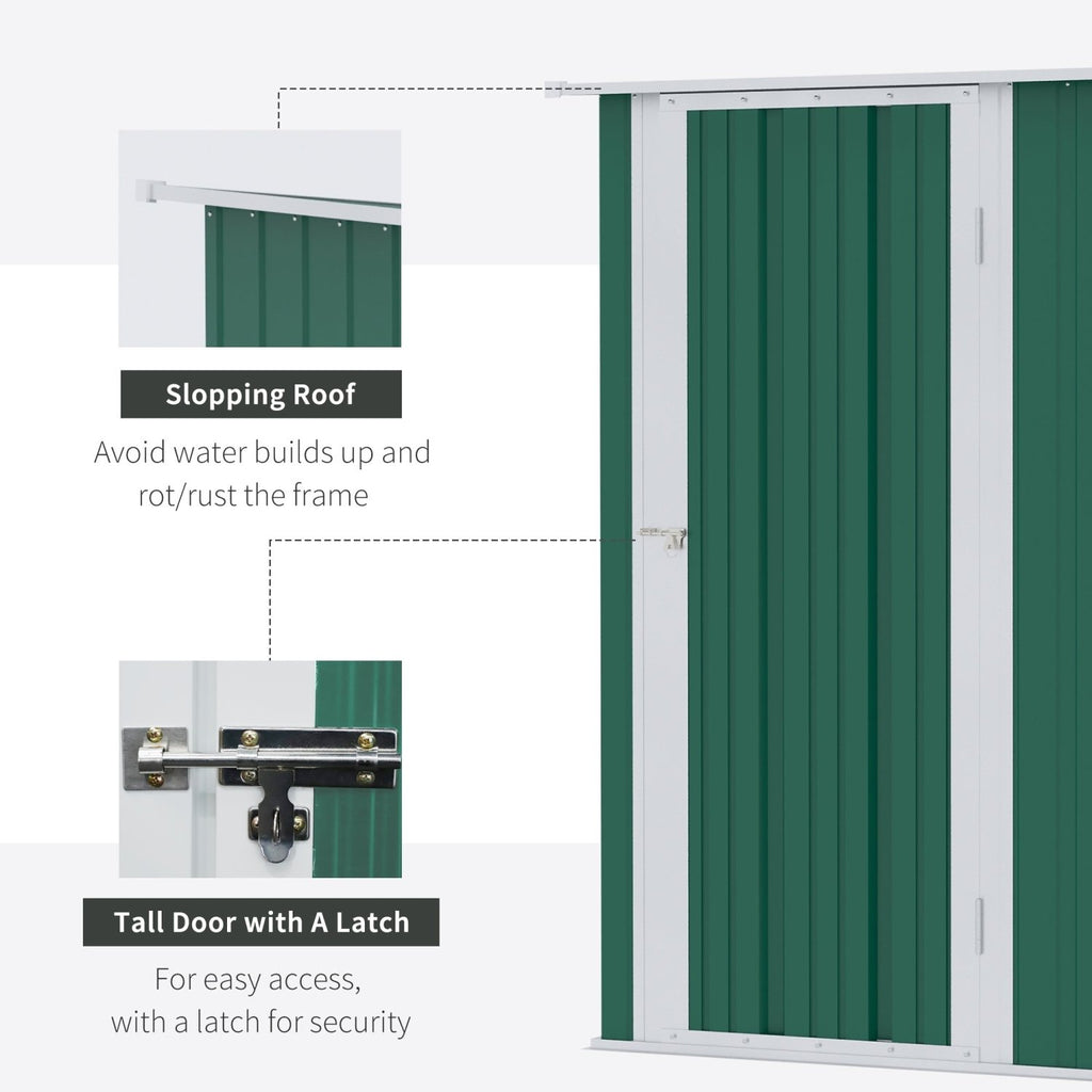 Outsunny 5ft x 3ft Metal Garden Storage Shed, Outdoor Tool Shed with Sloped Roof, Lockable Door for Tools, Equipment, Green - SGP Garden Ltd